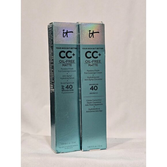 IT Cosmetics CC+ Oil-Free Matte Poreless Finish Full Coverage Cream with SPF 40. - Picture 1 of 2